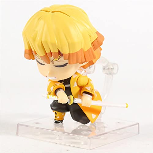 YOISMO Demon Slayer Agatsuma Zenitsu - Versión Q Nendoroid Cara Intercambiable Figura movible PVC Anime Juego de Dibujos Animados Modelo de Personaje Estatua Figura Juguete Coleccionables