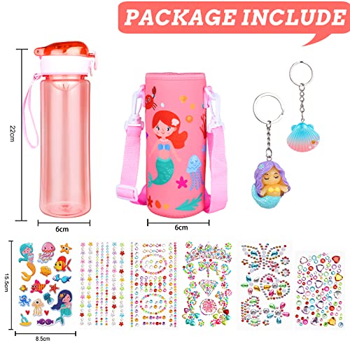 Yojoloin Botella Agua Deporte Kit Juguetes Manualidades Niños Regalo Niñas 5 6 7 8 9 10 años Botella de Agua Personalizada Infantil con Bolsa para Colegio Cumpleaños(500ML)