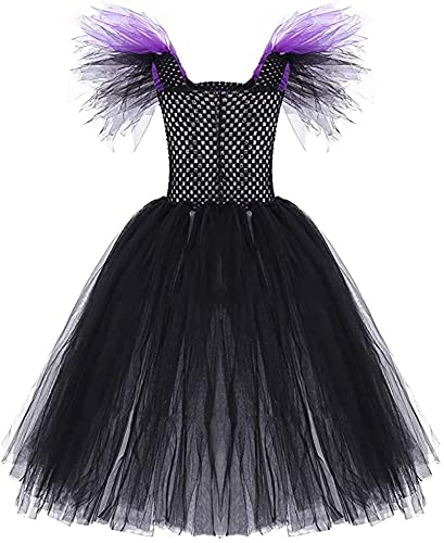 Yokbeer Disfraz Bruja Vampiresa Payaso Niña Costume Vestido Princesa con Lazada Tutú Ropa de Fiesta Tul Carnaval Halloween Cosplay Party Actuación 2-12 Años (Color : Purple, Size : 10-12Y)