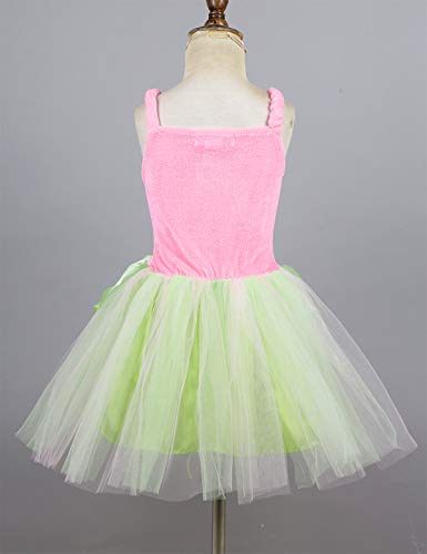 YOOJIA Niñas Vestido de Hada Verde 2Pcs Vestido de Tutú+ Alas de Hada Disfraz de Mariposa Fiesta Hallowen Carnaval (2-10 Años) Verde 4-6 Años