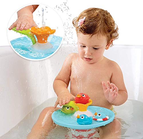 Yookidoo Juguete de baño para bebé con pato de carrera, fuente de agua y cuatro patos mágicos de carreras, para el desarrollo sensorial del baño, tiempo de baño, diversión de 6 meses y más