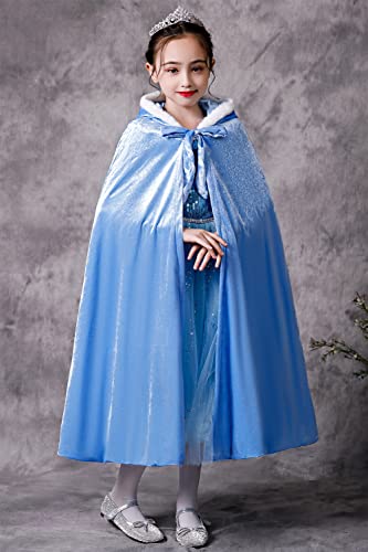 YOSICIL Capa Con Capuch Niña Capa Elsa Frozen Larga Capa Princesa Disfraz Blancanieves de invierno Fiesta cosplay Carnaval Navidad