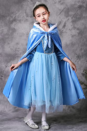 YOSICIL Capa Con Capuch Niña Capa Elsa Frozen Larga Capa Princesa Disfraz Blancanieves de invierno Fiesta cosplay Carnaval Navidad