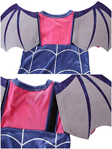 YOSICIL Disfraz de Vampirina Vampiro Historieta Princesa Vestidos de Fiesta Juego de Vampiro con Diadema y Alas de Murciélago Bebé Infantil 2-8 Años