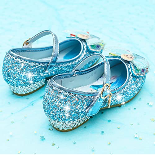 YOSICIL Zapatos Princesa Niñas Lentejuela Sandalias Disfraz Elsa Frozen Zapatos de Tacón con Velcro Cosplay Danza Boda Carnaval Cumpleaños Regalo Suave y Cómodo