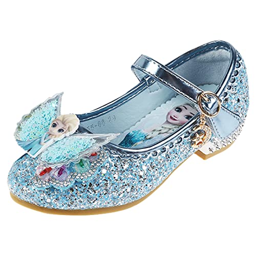 YOSICIL Zapatos Princesa Niñas Lentejuela Sandalias Disfraz Elsa Frozen Zapatos de Tacón con Velcro Cosplay Danza Boda Carnaval Cumpleaños Regalo Suave y Cómodo