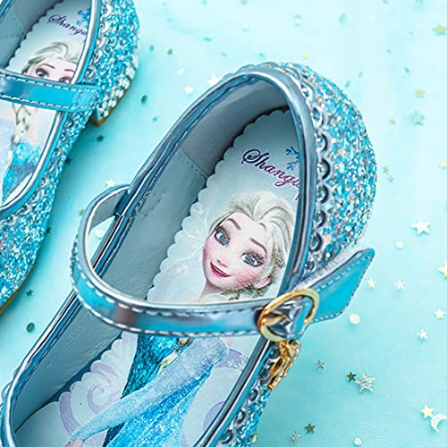 YOSICIL Zapatos Princesa Niñas Lentejuela Sandalias Disfraz Elsa Frozen Zapatos de Tacón con Velcro Cosplay Danza Boda Carnaval Cumpleaños Regalo Suave y Cómodo