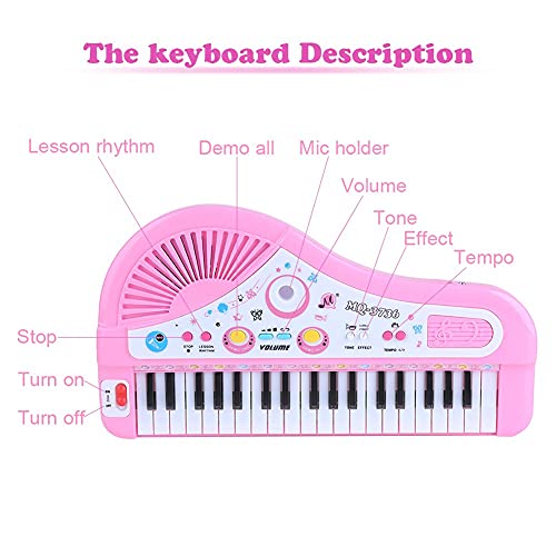 Yosoo Piano para Niños Teclado Electrónico Piano con Micrófono 37 Teclas Regalo para Niños Juguete de Música Multifuncional (Tipo 2)