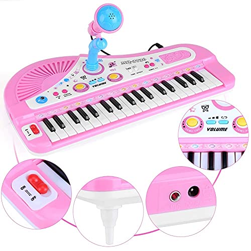 Yosoo Piano para Niños Teclado Electrónico Piano con Micrófono 37 Teclas Regalo para Niños Juguete de Música Multifuncional (Tipo 2)