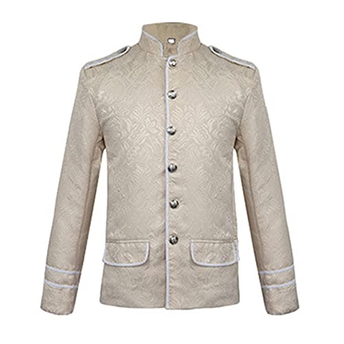 Yu Liao Uniforme de Príncipe de la Corte Steampunk para Hombre, Chaqueta Bordada Retro Medieval, Abrigo, Traje, Chaqueta con Botones y Cremallera, Traje Vintage