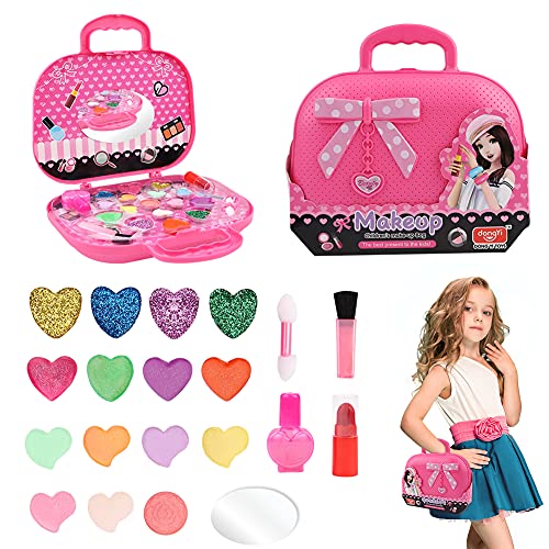 Yuccer Maquillaje Niñas Set Juguete Maquillaje Infantil Lavable Lápiz Labial Esmalte Uñas para Regalos Cumpleaños Navidad (color)