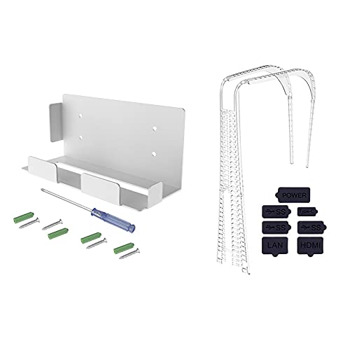 YUDIZWS Nuevo PS5 Host Game Storage Mount Console Topers de la Consola de Pared, Soporte de Pared Consola Stand Host Rack con Tornillos Accesorios compatibles con Sony PS5,with Host dustproof Set