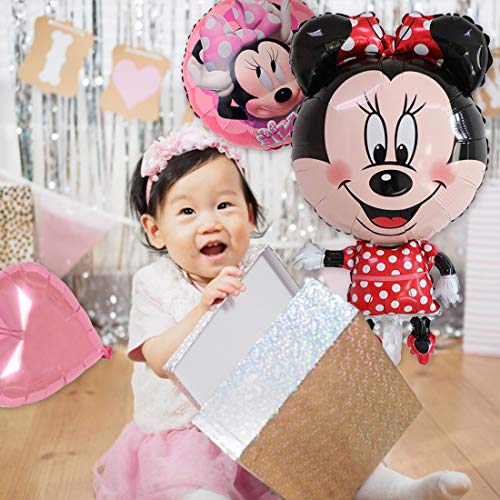 YUESEN Minnie Globos de papel de aluminio Minnie Decoración de cumpleaños para niños Globo de cumpleaños Globos de helio Juego de decoración 5PCS