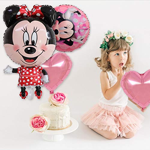 YUESEN Minnie Globos de papel de aluminio Minnie Decoración de cumpleaños para niños Globo de cumpleaños Globos de helio Juego de decoración 5PCS