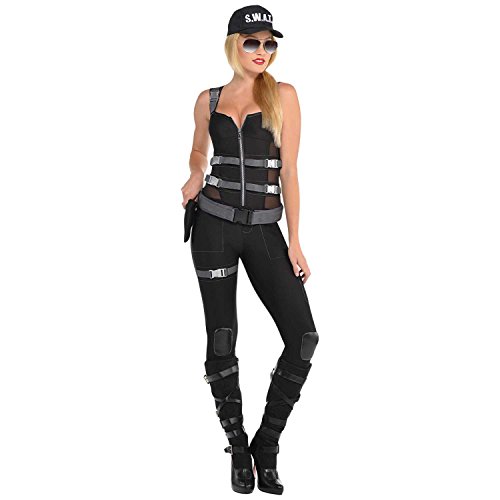 Yummy Bee Disfraz sexy de policía para mujer, disfraz de equipo de swat, disfraz de Halloween, talla grande 10 – 20 (18/20)