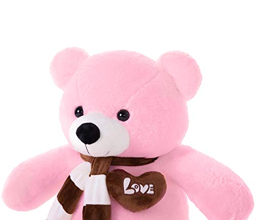 YunNasi Oso de Peluche Grande Animales de Peluche Juguetes Oso Suave con Bufanda Cojín de Felpa Teddy (Rosa, Medio)