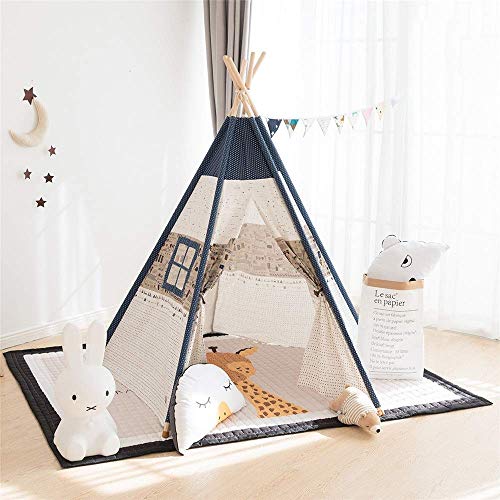 YUQIYU de juegos for niños de toldo plegable algodón Tipi lienzo Puntales de disparo tienda del juego de Fotografía plegable juego de la tienda de decoración de interior infantil for chicos, chicas Be