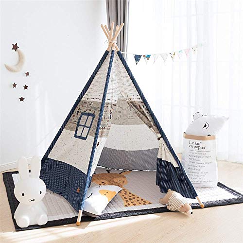 YUQIYU de juegos for niños de toldo plegable algodón Tipi lienzo Puntales de disparo tienda del juego de Fotografía plegable juego de la tienda de decoración de interior infantil for chicos, chicas Be