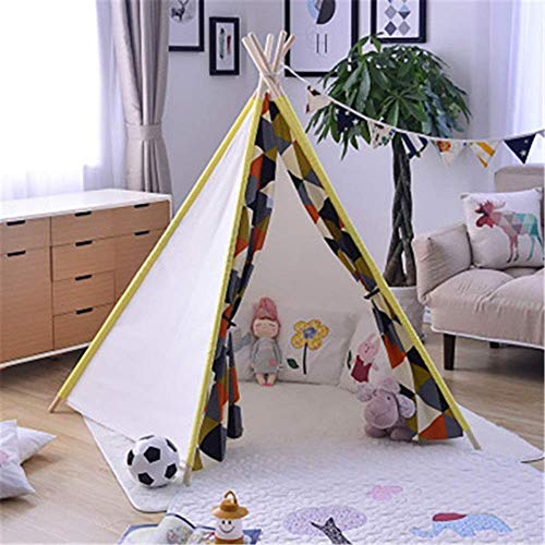 YUQIYU de juegos for niños de toldo plegable algodón Tipi lienzo Puntales de disparo tienda del juego de Fotografía plegable juego de la tienda de decoración de interior infantil for chicos, chicas Be