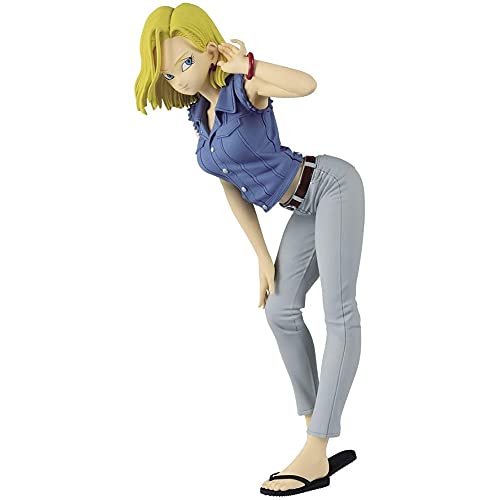 Yuxunqin Dragon Ball Z Brillo y glamours Android No.18 Figura de PVC (versión de la Camisa Azul)