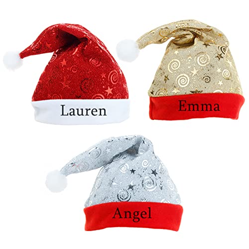 Y.verve Nombre adulto Sombrero de Navidad Sombrero de Navidad personalizado Novedad Sombrero de Navidad Navidad para mujeres(1 PCS rojo)