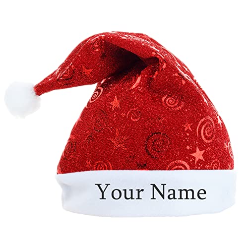 Y.verve Nombre adulto Sombrero de Navidad Sombrero de Navidad personalizado Novedad Sombrero de Navidad Navidad para mujeres(1 PCS rojo)