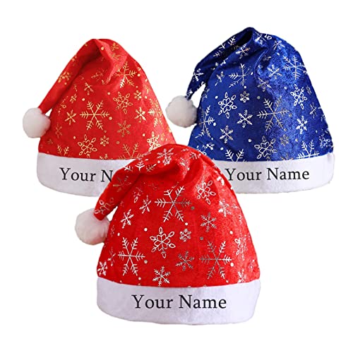 Y.verve Sombreros de Navidad personalizados Nombre para adultos Sombreros de Navidad Novedad Sombreros de Navidad Navidad para mujeres(3 PCS)