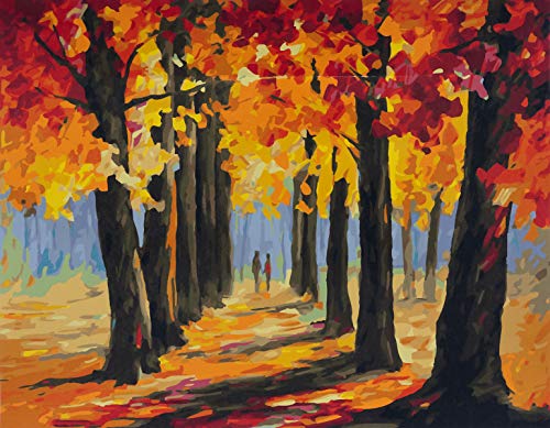 YXQSED [Rahmenlos] DIY Pintura por Números, Pint por Número de Kits for Adultos Mayores Avanzada Niños Joven-Amor Otoño (8) 16X20 Inch