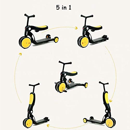 YXZQ Scooter para niños con Asiento Plegable - 5 en 1 Altura Ajustable, patinetes para niñas y niños - Bebés y niños pequeños de 1 año en adelante (Color: Amarillo)