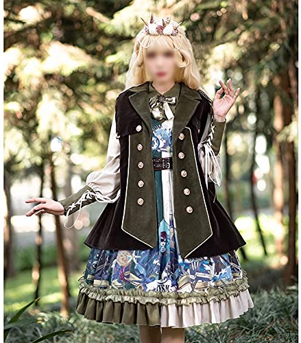 YYCHER Cosplay Nekopara Anime Cosplay Gato Niña Sirviente Vestido Lolita Vestido Vainilla Chocola Cosplay Disfraz Disfraz (Color: Azul E, Talla Grande) (Color: Capa, Talla: 3XL)