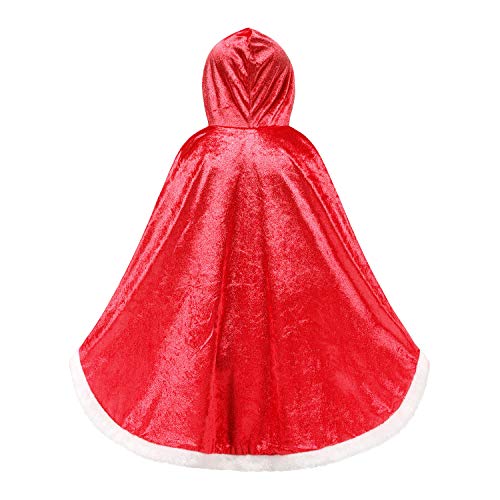 ZaisuiFun Capa Princesa Niñas con Capucha para Disfraz de Carnaval Cosplay Halloween Fiesta Navidad, Rojo, 146-152(Etiqueta 150)