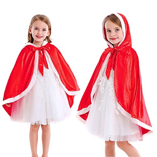 ZaisuiFun Capa Princesa Niñas con Capucha para Disfraz de Carnaval Cosplay Halloween Fiesta Navidad, Rojo, 146-152(Etiqueta 150)