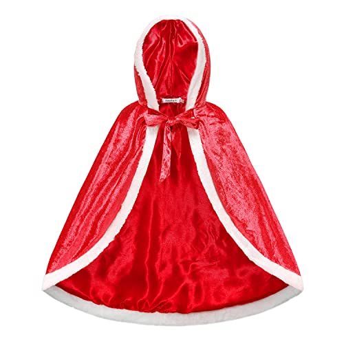 ZaisuiFun Capa Princesa Niñas con Capucha para Disfraz de Carnaval Cosplay Halloween Fiesta Navidad, Rojo, 146-152(Etiqueta 150)