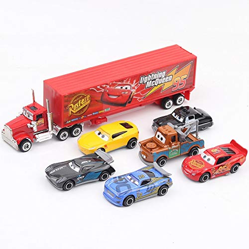 ZAIXO 7pcs / Set Pixar Cars 3 Rayo Mcqueen Jackson Toy Boy Modelo tormenta Cruz Mater Mack Truck tío 1:55 Diecast Coche de Metal (Color : Black)