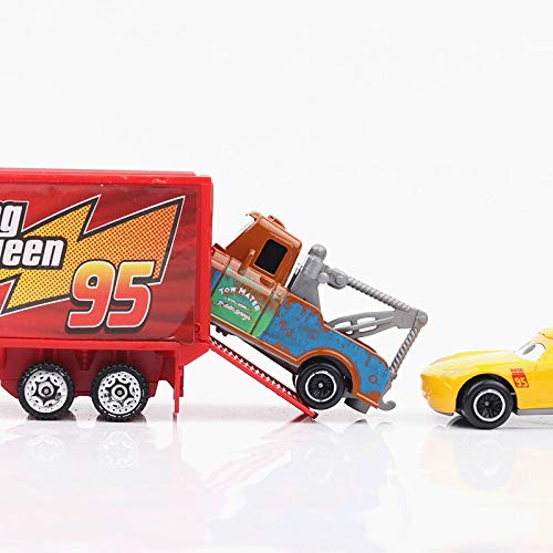 ZAIXO 7pcs / Set Pixar Cars 3 Rayo Mcqueen Jackson Toy Boy Modelo tormenta Cruz Mater Mack Truck tío 1:55 Diecast Coche de Metal (Color : with Retail Box)