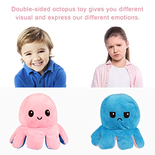 Zaloife Juguetes de Peluche de Pulpo, Octopus Peluche Reversible, Peluche Doble Cara, Reversibile Pulpo Peluche, Peluches para Niños, Regalos de Juguete para Familia Amigos