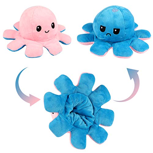 Zaloife Juguetes de Peluche de Pulpo, Octopus Peluche Reversible, Peluche Doble Cara, Reversibile Pulpo Peluche, Peluches para Niños, Regalos de Juguete para Familia Amigos