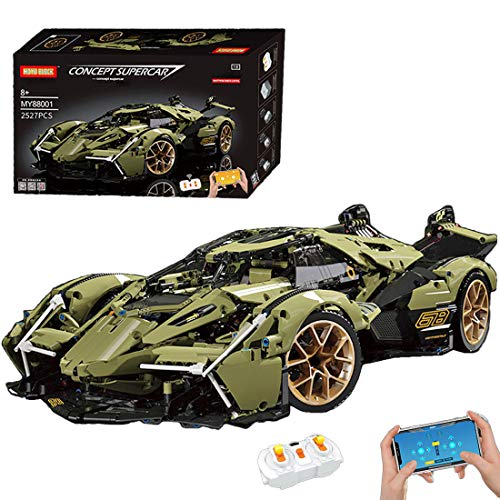 ZCXX MOYU MY88001 - Coche de carreras teledirigido con Power Functions Set, 2527 piezas MOC, juego de construcción de piezas de sujeción, compatible con Lego Technic