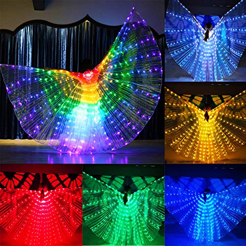 Zebery Alas LED para adultos, diseño de alas de Isis LED de mariposa Isis Wings Glow Up Vientre Danza Disfraces