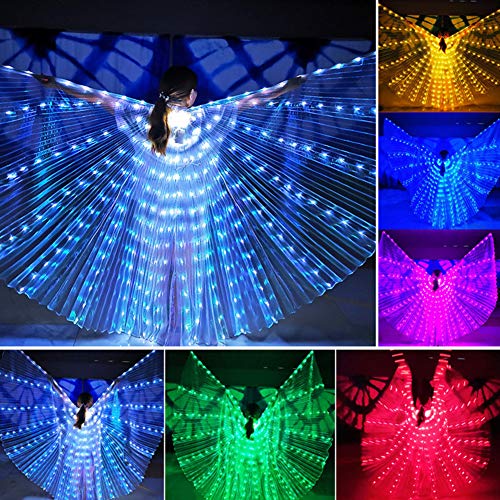 Zebery Alas LED para adultos, diseño de alas de Isis LED de mariposa Isis Wings Glow Up Vientre Danza Disfraces