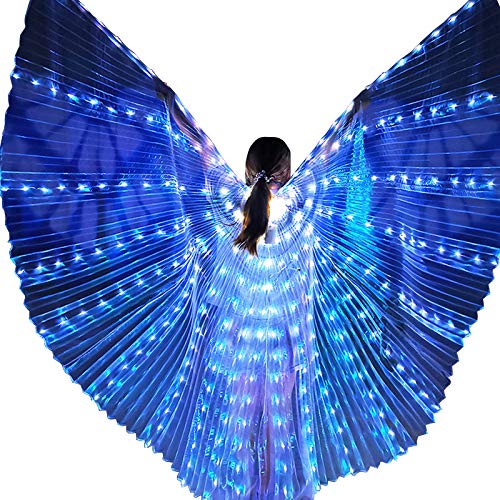 Zebery Alas LED para adultos, diseño de alas de Isis LED de mariposa Isis Wings Glow Up Vientre Danza Disfraces