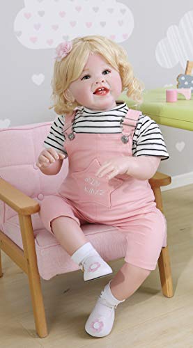 Zero Pam Reborn Toddler Dolls Girls Weighted Soft Body 70cm Muñeca Realista Niña Muñecas Reales Realistas para Bebés con Ropa (Blonde Hair)