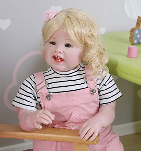 Zero Pam Reborn Toddler Dolls Girls Weighted Soft Body 70cm Muñeca Realista Niña Muñecas Reales Realistas para Bebés con Ropa (Blonde Hair)