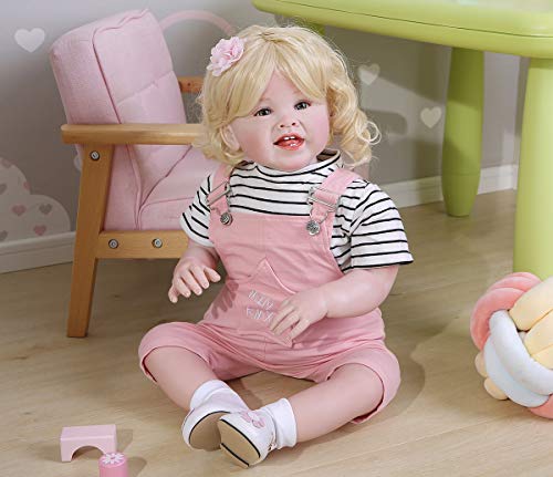 Zero Pam Reborn Toddler Dolls Girls Weighted Soft Body 70cm Muñeca Realista Niña Muñecas Reales Realistas para Bebés con Ropa (Blonde Hair)