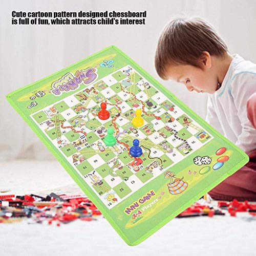 Zerodis Juego de Tablero Serpientes, Juego de Mesa de ajedrez de Serpientes y escaleras Plegable de Tela no Tejida Juego Educativo Educativo para niños Adultos Adultos