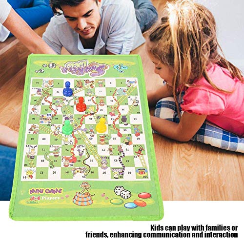 Zerodis Juego de Tablero Serpientes, Juego de Mesa de ajedrez de Serpientes y escaleras Plegable de Tela no Tejida Juego Educativo Educativo para niños Adultos Adultos