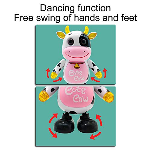 Zerodis Juguete eléctrico de Vaca Bailando con Sonido y luz Musical Walking Intermitente Dancing Robot Toy Cumpleaños niños Niños pequeños