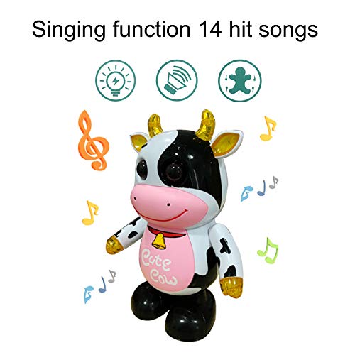 Zerodis Juguete eléctrico de Vaca Bailando con Sonido y luz Musical Walking Intermitente Dancing Robot Toy Cumpleaños niños Niños pequeños