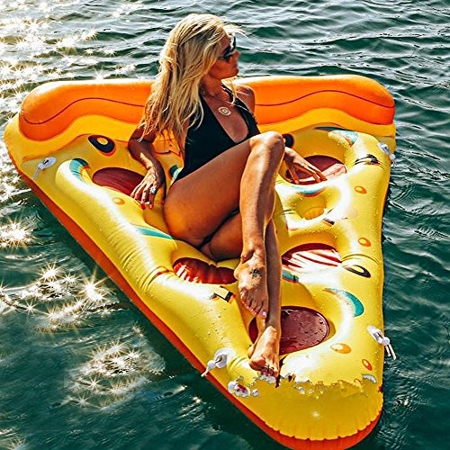 Zerone Colchoneta Hinchable Piscina Flotador, Piscinas Inflable Pizza para Piscina y Playa , Hinchables Juguete Piscina Inflable Flotador para Adultos y Niños,168cm