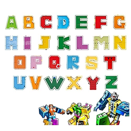 ZFLY-JJ Alphabet Transform Robots Figura de acción Letra educativa Preescolar ABCD Letter Robot Robot Transformers Juguetes para niños Niños, Juego de Bloques de construcción, Heroes Rescue Bots Toy